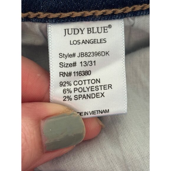 Judy Blue Womens Boyfriend Fit Distressed Button-Fly Jeans Size 13/31 Mid Wash - Picture 10 of 12